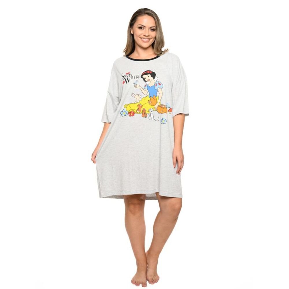 Disney Plus Size Womens Snow White Sleep Shirt Nightgown Gray One Size Pajamas